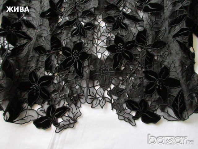 ALBERT NIPON - черна дантела от коприна и кадифе, дамски топ, снимка 5 - Рокли - 13402593