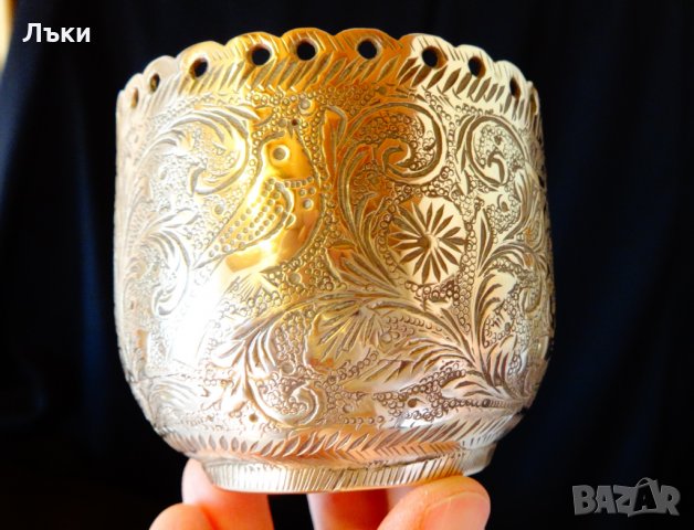 Древен индийски свещник,чаша,съд от месинг. , снимка 12 - Антикварни и старинни предмети - 24431059