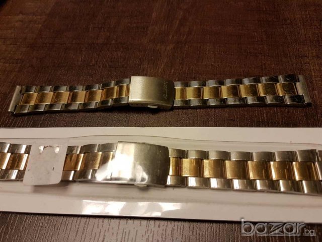 верижка за часовникникел и златно 20мм, снимка 2 - Мъжки - 20275992