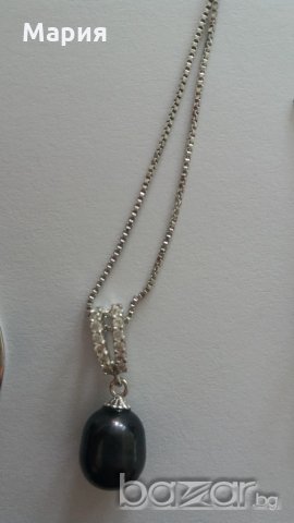 Сребърен комплект с естествени черни перли, снимка 3 - Бижутерийни комплекти - 21327052