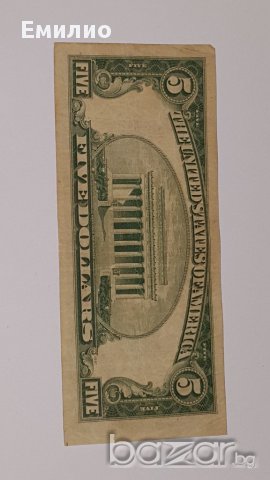 RARE. $ 5 DOLLARS 1934-B Silver Certificate. Block L-A .LOW ISSUE, снимка 3 - Нумизматика и бонистика - 17724714