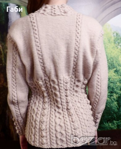 Ръчно плетена блуза с аранови елементи, снимка 6 - Блузи с дълъг ръкав и пуловери - 18815330