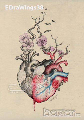 Картичка "Сърце" /отпечатана от авторска илюстрация/, снимка 2 - Романтични подаръци - 20950502