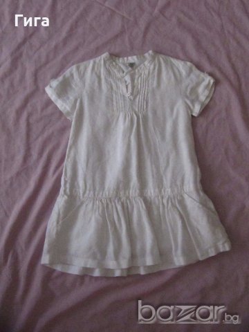 Бяла ленена туника на Zara 5/6г, снимка 1 - Детски Блузи и туники - 18302324