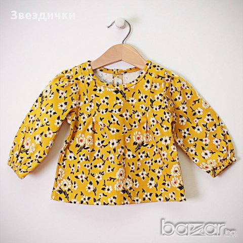 Блузка в жълто на цветчета - 86/92см./10681/, снимка 1 - Бебешки блузки - 17066266