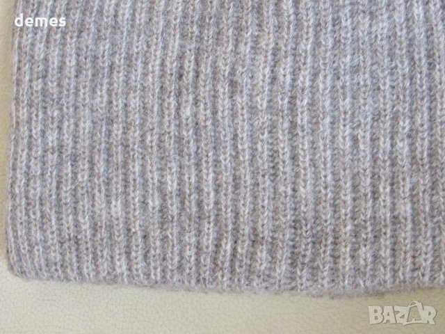 Сива машинно плетена вълнена шапка, 100% вълна, Монголия , снимка 7 - Шапки - 23043970