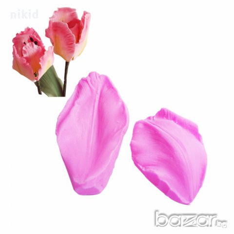 лале цвете силиконов молд вейнър вайнър 2 части украса декор фондан шоколад торта др., снимка 2 - Форми - 17685102