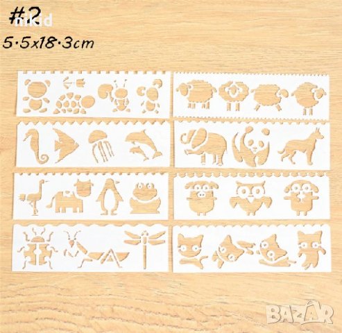 8 бр животни правоъгълни шаблон стенсил за торта украса и Scrapbooking