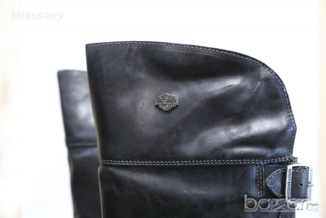 ПРОМО 🍊 HARLEY DAVIDSON 🍊 Дамски кожени ботуши над коляното в черно 35/36 номер нови с кутия, снимка 2 - Дамски ботуши - 19739171