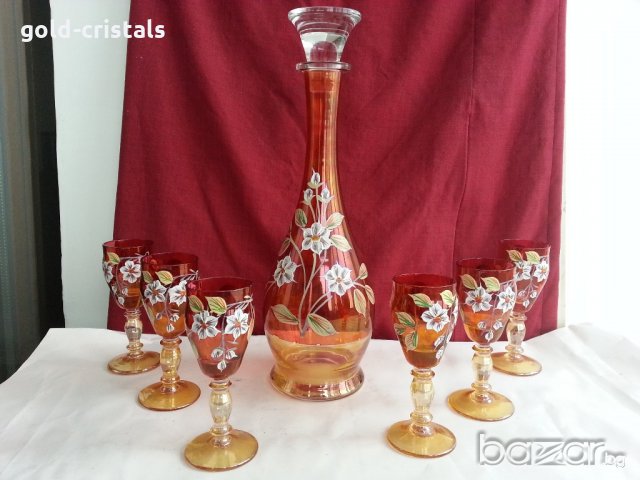 Кристален сервиз  Бохемия гарафа и чаши 