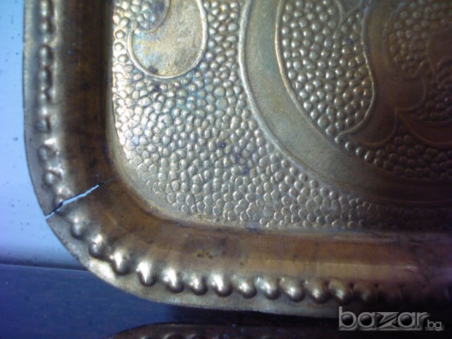 Стар бронзов поднос, снимка 3 - Антикварни и старинни предмети - 7278762