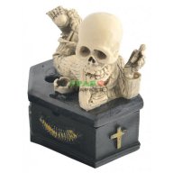 Сувенирен пепелник - скелет върху ковчег, снимка 5 - Декорация за дома - 15753796