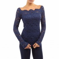 Дамска дантелена пролетна блуза Риза Блузка с къс дълъг ръкав горнище до рамената, снимка 9 - Блузи с дълъг ръкав и пуловери - 20594063