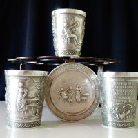 Немска чаша от калай релефна. , снимка 2 - Антикварни и старинни предмети - 25412828
