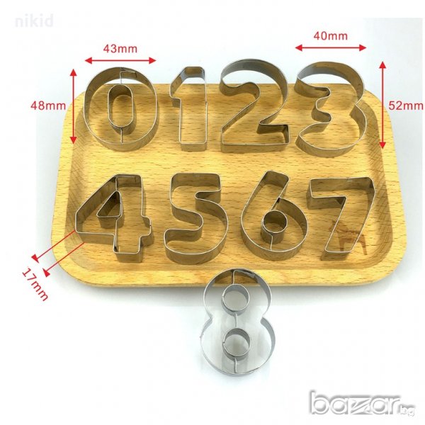 0-8 цифри числа метални среден размер резци форми за украса торти бисквитки фондан декор , снимка 1