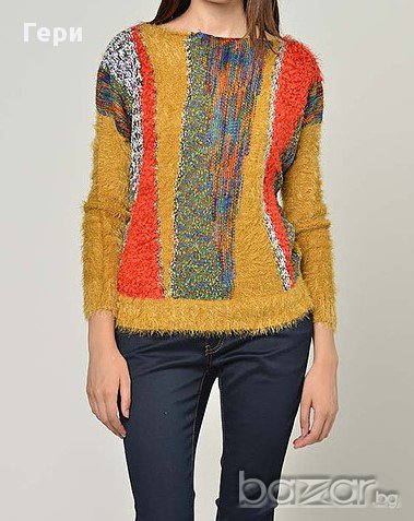 Дамски пуловер в цвят горчица марка Fiondotinta, снимка 1