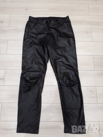 НОВ Черен кожен панталон от естествена кожа 100 % унисекс , снимка 2 - Панталони - 23455188