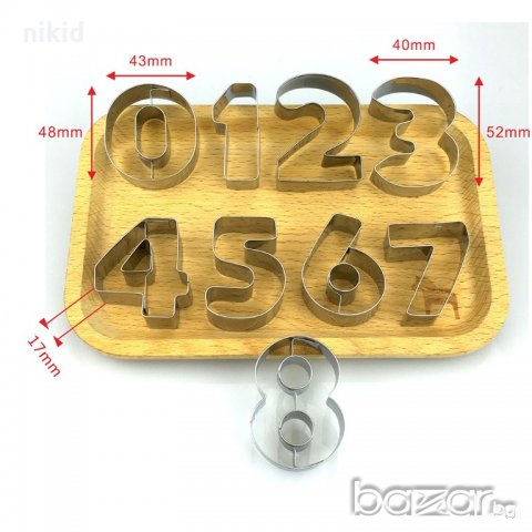 0-8 цифри числа метални среден размер резци форми за украса торти бисквитки фондан декор 