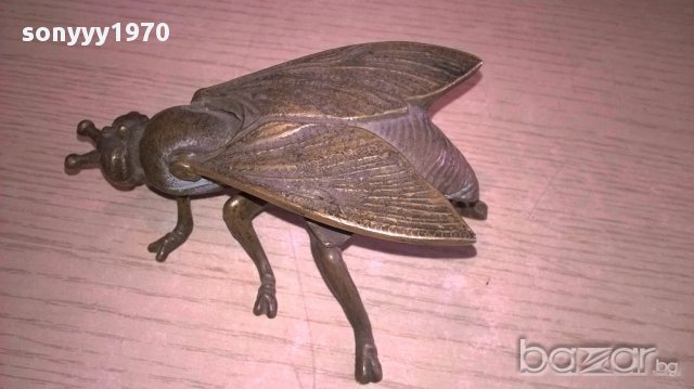 ПОРЪЧАН-Пепелник-ПЧЕЛА/МУХА-АНТИК-масивен-мед/месинг-12х8х5см, снимка 8 - Антикварни и старинни предмети - 18140411
