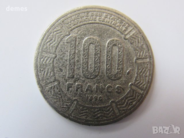 Чад - 100 франка, 1990 г.  (рядка)-327 m, снимка 3 - Нумизматика и бонистика - 23905610