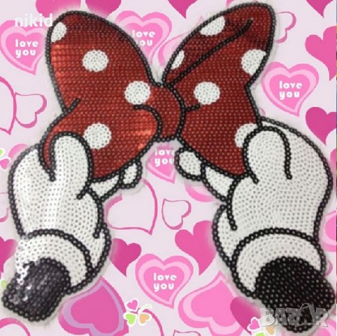 Огромна пандела на Мини Маус с пайети апликация за дрехи и други нашивка нашивки