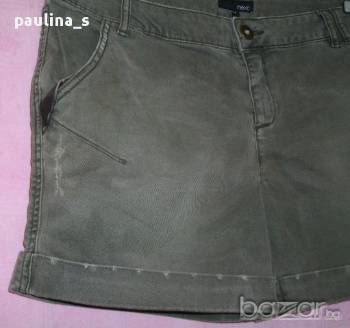 Зелени къси панталони с кожа "Next" original brand / накъсани къси панталони с кожа, снимка 7 - Къси панталони и бермуди - 14205774