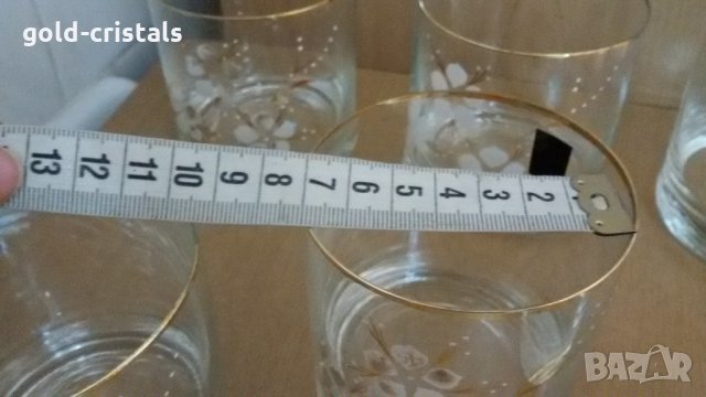 ретро стъклени чаши за уиски с златен кант , снимка 6 - Антикварни и старинни предмети - 22097497