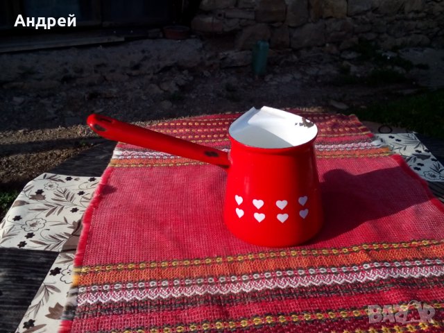 Старо емайлирано джезве #4, снимка 3 - Антикварни и старинни предмети - 25748971