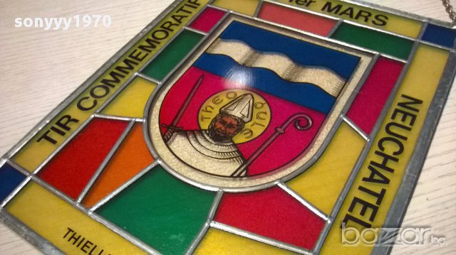 NEUCHATEL-Витраж-31/24см-внос швеицария, снимка 6 - Антикварни и старинни предмети - 13947747