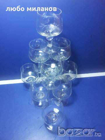 9 бр гравирани конячени чаши със столче , снимка 3 - Домашни продукти - 19391480
