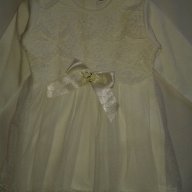 Детска бяла рокля с тюл, дантела и памучна подплата, с лента за глава, снимка 5 - Бебешки рокли - 9642964