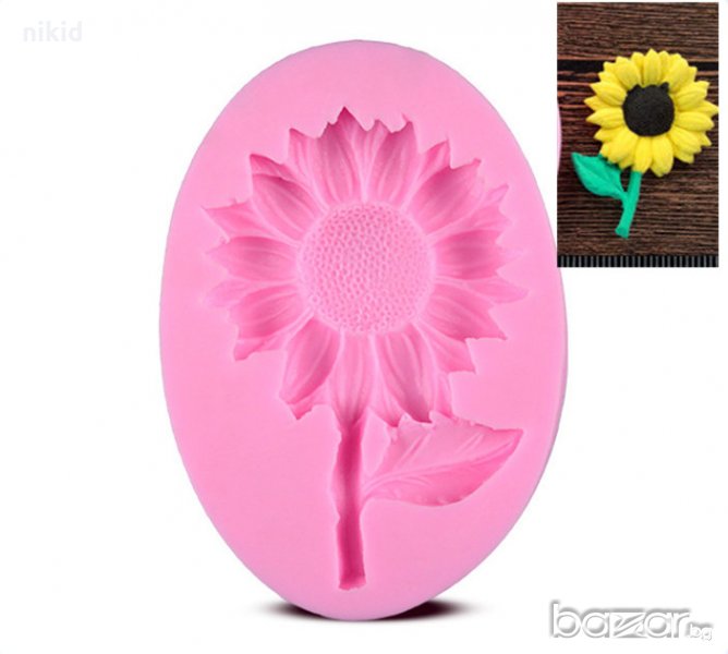 овал Слънчоглед силиконов молд форма декорация и украса фондан шоколад тесто, снимка 1