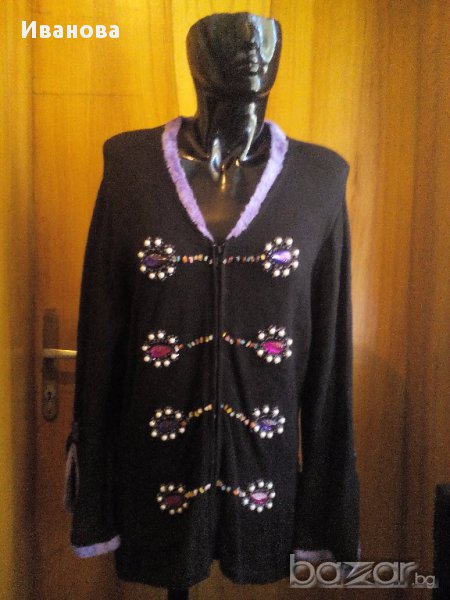 Дебела тежка жилетка декорирана с мъниста ХЛ, снимка 1