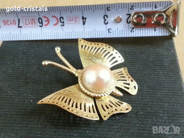 ретро брошка с перла, снимка 4 - Антикварни и старинни предмети - 25134657
