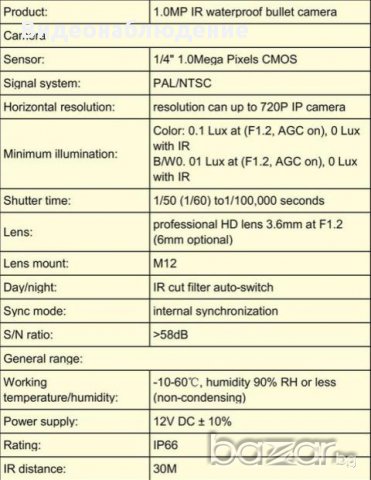 720p Ahd Ahd-m Cctv 1 Mpx 3 Waffer LED 1/4" Cmos Сензор Охранителна Камера., снимка 2 - Камери - 10096470