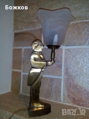 Настолна нощна лампа бронз статуетка, снимка 3 - Настолни лампи - 13232104