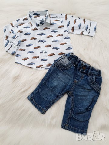 Бебешки дънки и риза 0-3 месеца, снимка 3 - Комплекти за бебе - 25414035