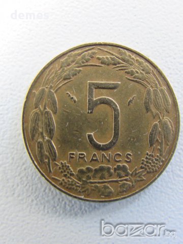 Централни Африкански Щати - 5 франка, 1981 г.,перфектна- 60L, снимка 3 - Нумизматика и бонистика - 16217773