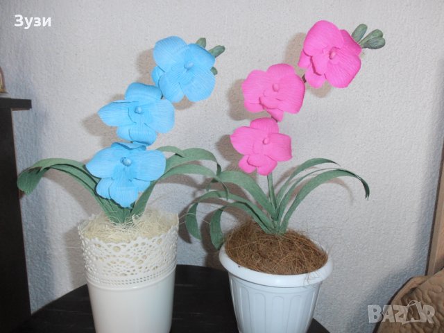 Цветя от хартия-орхидея, снимка 9 - Изкуствени цветя - 24675846