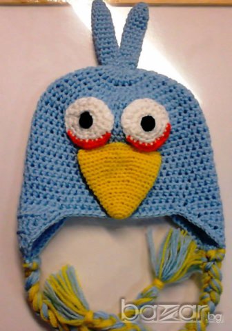 Плетена зимна шапка angry bird, снимка 2 - Шапки, шалове и ръкавици - 6586719