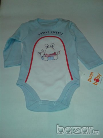 Бебешко боди за момче 100% памук , бледо синьо, дълъг ръкав, снимка 2 - Бодита за бебе - 9645787