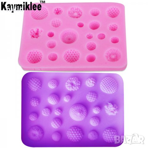 Различни видове релефни кръгчета тичинки силиконов молд форма фондан декор торта мъфини украса цветя