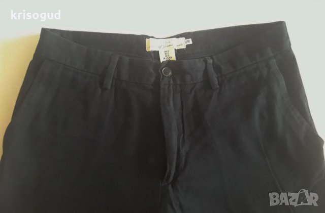 Мъжки тъмно син панталон H&M, размер: 32, Skinny Fit, 100% памук, снимка 3 - Панталони - 25750303