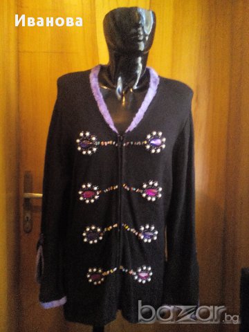 Дебела тежка жилетка декорирана с мъниста ХЛ, снимка 1