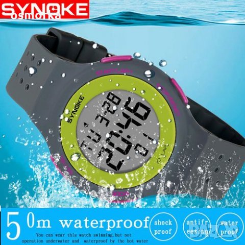 Нов дамски спортен часовник много функции сиво зелено розово Synoke, снимка 6 - Дамски - 23410364