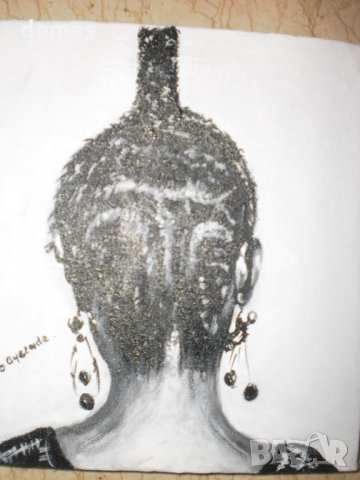  Класическа африканска прическа-картини с маслени бои-серия, снимка 12 - Картини - 23436633