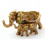 Декоративна метална кутийка за бижута във формата на слон с малко слонче - фаберже, снимка 1