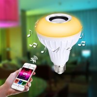  лампа с блутут Bluetooth Музикална крушка, снимка 1 - Полилеи - 23168099