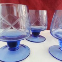 Стъклени чаши кобалт, снимка 3 - Антикварни и старинни предмети - 19293165