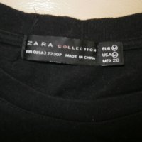 Черна дамска тениска ZARA - размер М, снимка 4 - Тениски - 21942088